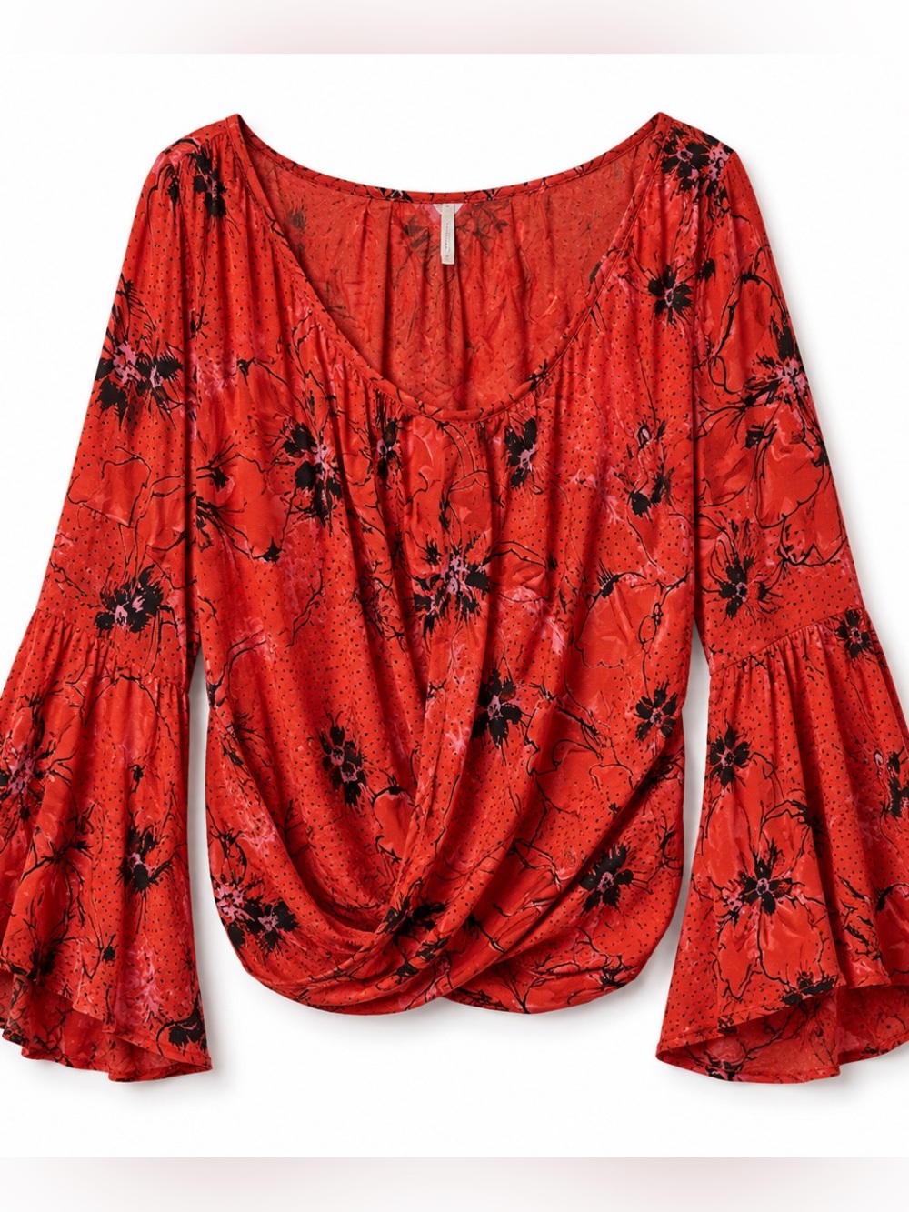 Free People Red Floral Blouse
